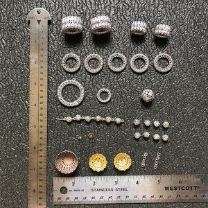 Vintage set of unique silver metal weave beads